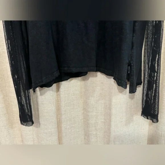 Free People Black Sheer Lace Top - Picture 4 of 4